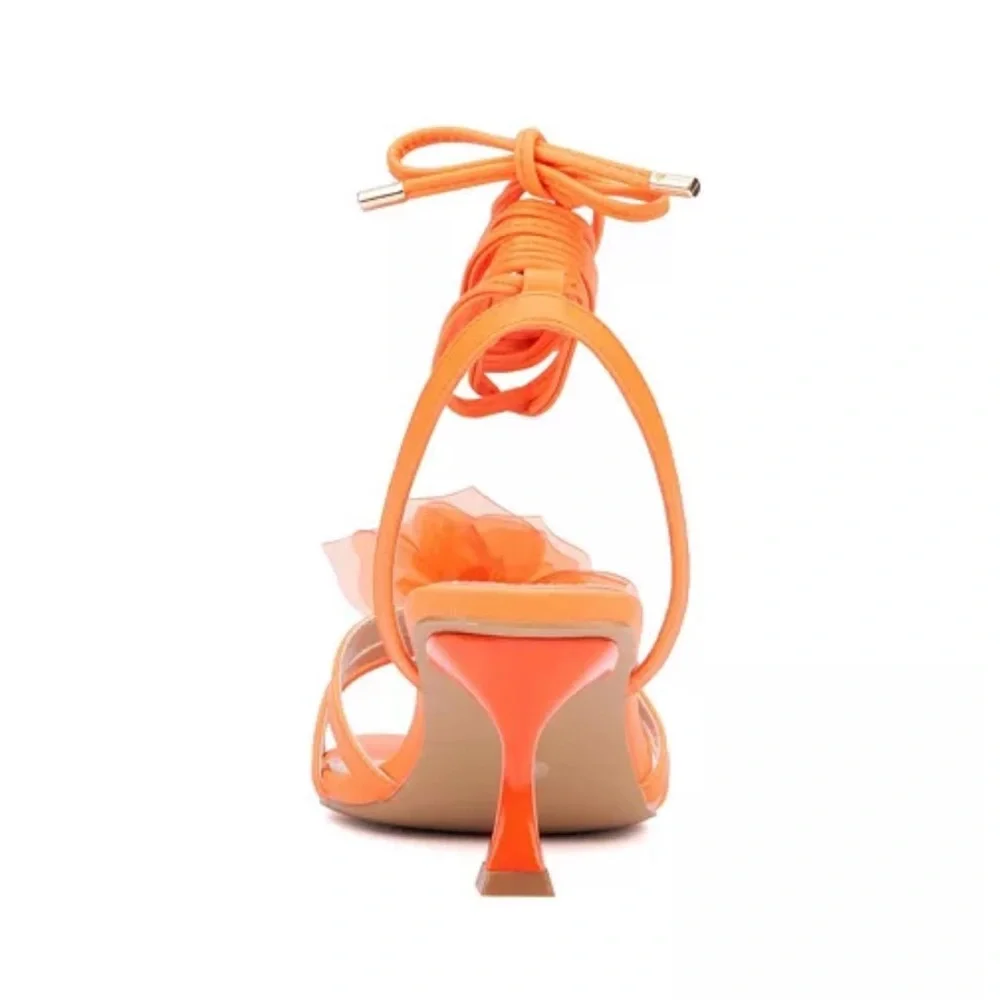 Orange Strappy Heeled Sandals - Picture 3 of 5
